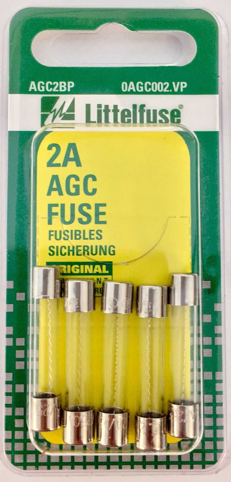 Littelfuse Inc., 0AGC002.VP Littelfuse Inc. Fuse Glasröhre