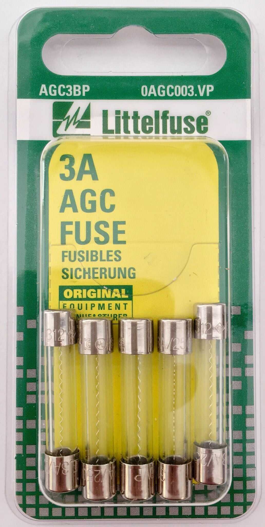 Littelfuse Inc., 0AGC003.VP Littelfuse Inc. Sicherung Glasrohr