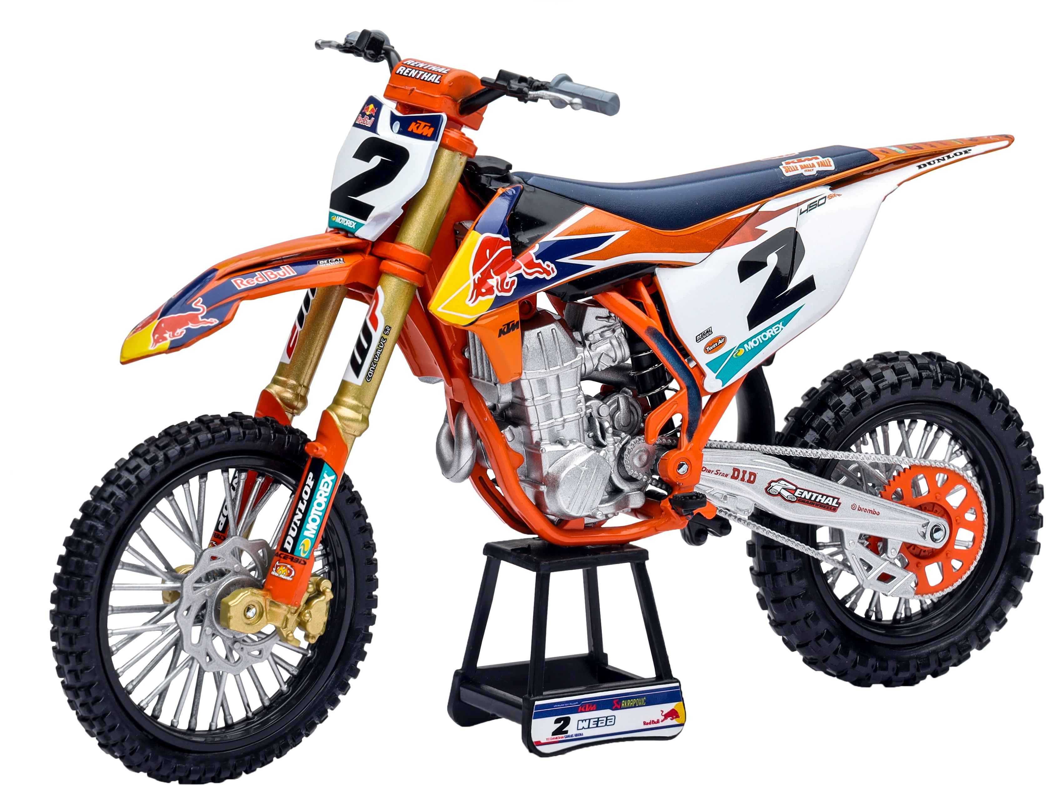 NEW-RAY, 58213 New-Ray 1:10 Scale Red Bull Ktm Cooper Webb #2 mit #1 Aufkleberplatte